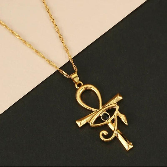 Egypt Ancient Evil Eye of Horus Ankh Cross Key Necklace