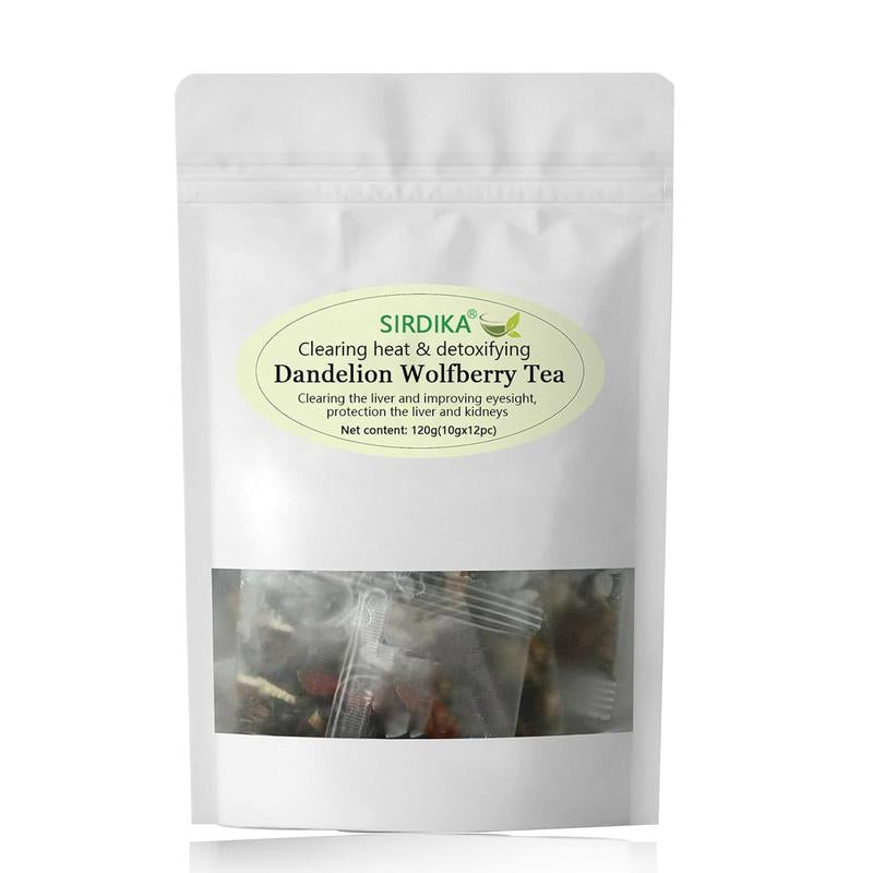 Dandelion Wolfberry Tea - Seven Herbal Ingredients Natural Blend, 120G/12Pc, Organic - Kidneys & Liver Health Tea - Fruit, Beverage Support Kidney