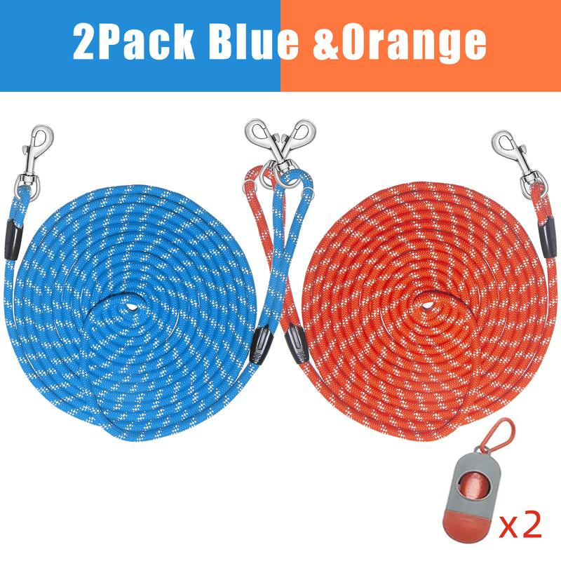 Training Leash for Dogs, Orange, 12FT 20FT 30FT 50FT, Durable Nylon Dog Rope, Reflective Lead with 2 Swivel Clips. Ideal for Dogs Training, Recall, Tracking, Camping Play in the Backyard.For Large, Medium, Small Dogs