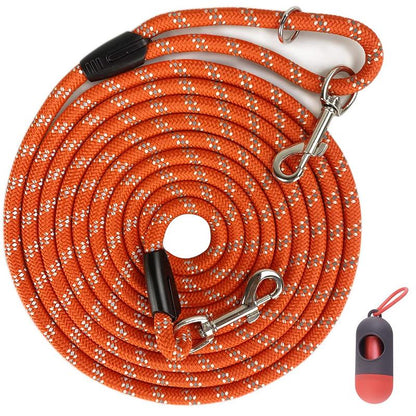 Training Leash for Dogs, Orange, 12FT 20FT 30FT 50FT, Durable Nylon Dog Rope, Reflective Lead with 2 Swivel Clips. Ideal for Dogs Training, Recall, Tracking, Camping Play in the Backyard.For Large, Medium, Small Dogs