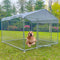 Upgraded Outdoor Dog Kennel with Roof, Large Dog House Pen Enclosure with Sidebar, Heavy Duty Chain Link Dog Kennel with Lock for outside Backyard，Great Companion for Dogs