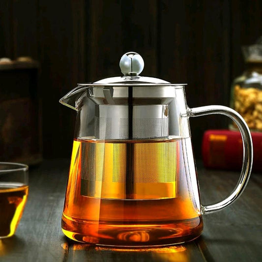 Glass Teapot with Stainless Steel Infuser and Strainer, 33OZ, Microwave and Stovetop Safe for Blooming Tea and Loose Leaf Tea - Jugs, Drinkware