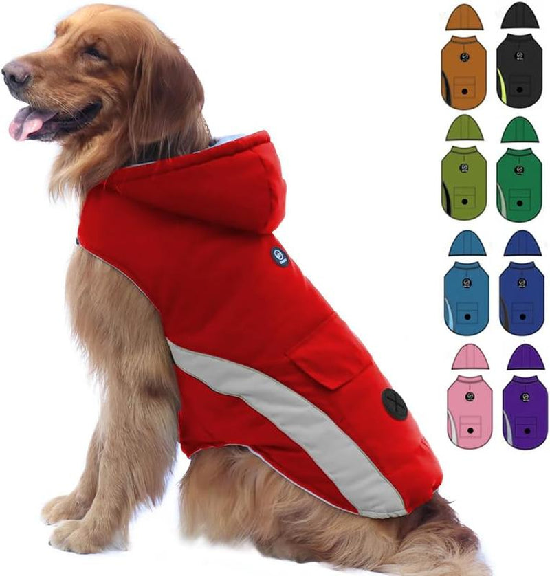 EMUST Dog Jacket, Small Medium Large Dogs Winter Coats, Cozy Dog Winter Vests for Dogs with Reflective Strip,Thick Windproof Dog Winter Clothes for Puppy