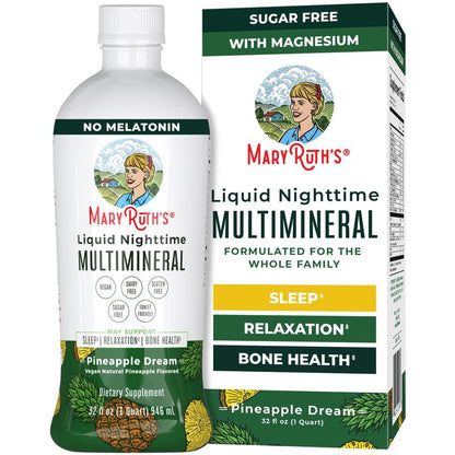 Maryruth'S Liquid Nighttime Multimineral Sleep Supplement - Calm Magnesium Sleep Support - NO Melatonin - Sugar Free - Vegan - Gluten Free - 32 Fl Oz