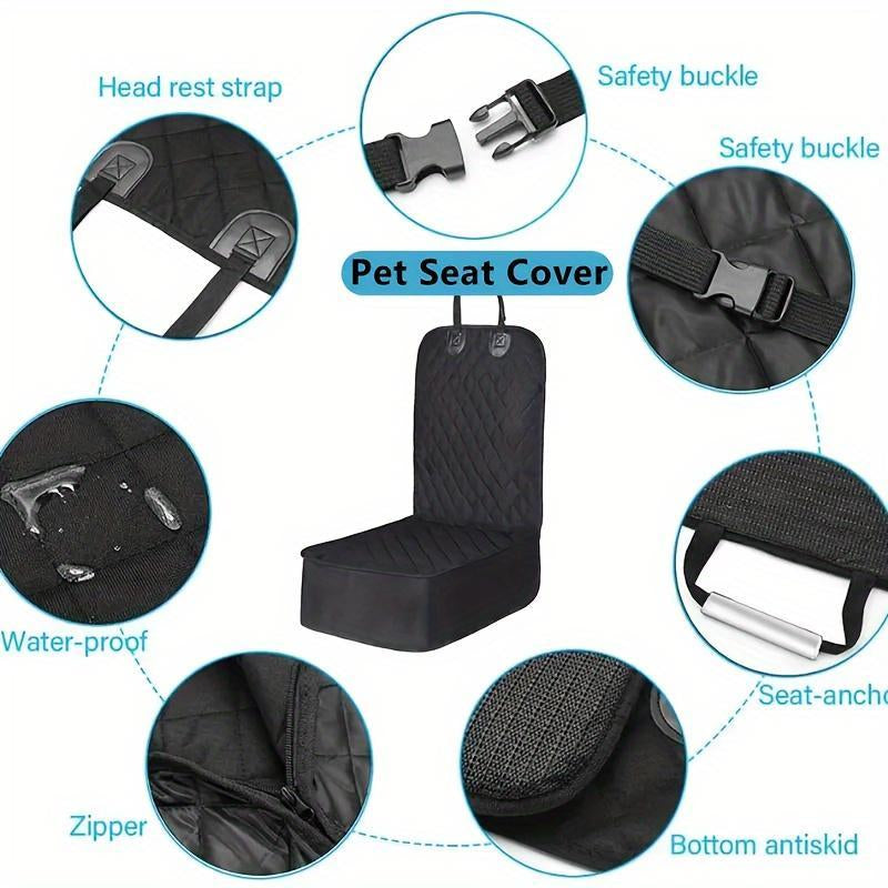 2 in 1 Enclosed Pet Dog Car Seat Cover, Foldable Pet Car Seat Hammock, Pet Carrier for Dogs & Cats, Dog & Cat Accessories