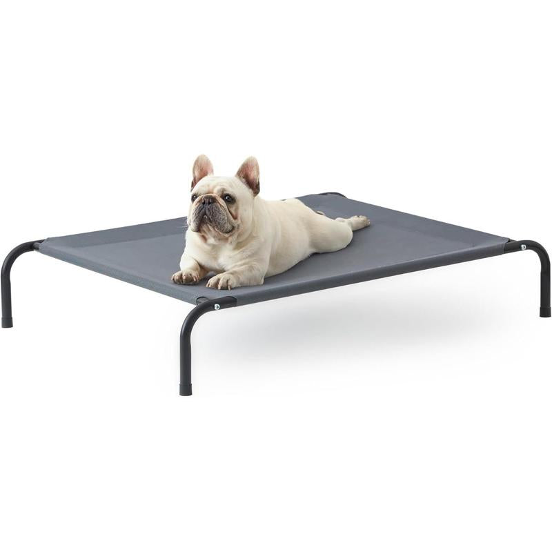 Elevated Cooling Dog Bed for Medium Dogs,Portable Outdoor&Indoor Breathable Pet Cot Frame with Seamed Mesh,Non-Slip and Durable for Summer Camping or Beach,Grey,43 Inches