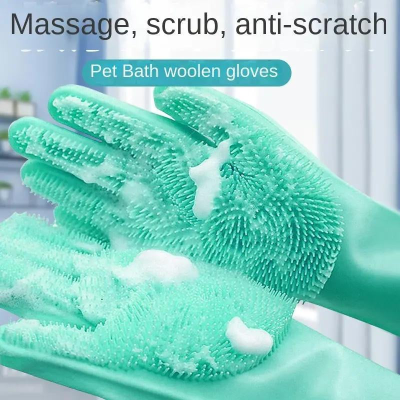 1 Pair Pet Finger Cover, Silicone Pet Grooming Gloves, Pet Massage Tools for Bath