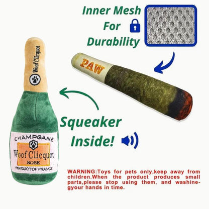 Cigar & Champagne Design Pet Chew Toy, 2 Counts/Set Durable Dog Chew Toy, Interactive Pet Toy, Dog Teething Toy, Pet Supplies