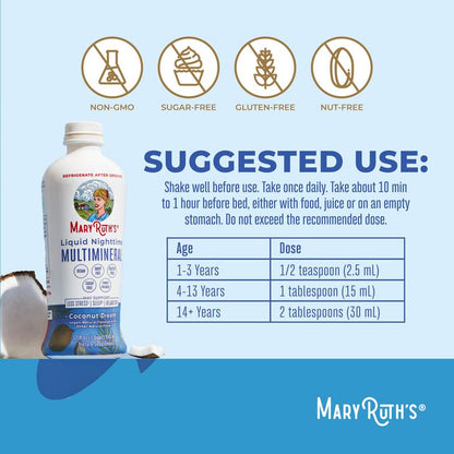 Maryruth'S Liquid Nighttime Multimineral Sleep Supplement - Calm Magnesium Sleep Support - NO Melatonin - Sugar Free - Vegan - Gluten Free - 32 Fl Oz