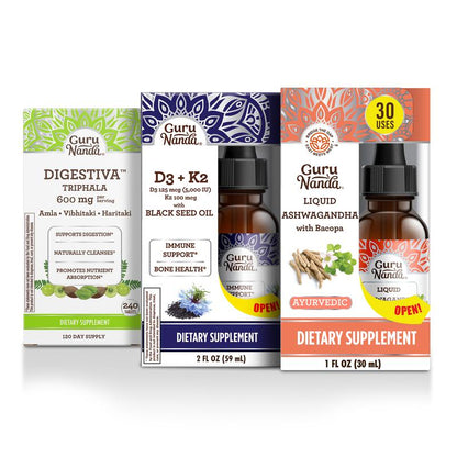 Holistic Health Essentials Kit - Liquid Ashwagandha + Black Seed Oil + Digestiva