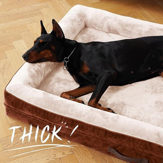 Orthopedic Dog Bed, Egg Foam Dog Couch with Removable Washable Cover, Waterproof Pet Sofa Bed with Non-Slip Bottom and Four-Sided Bolster Cushion